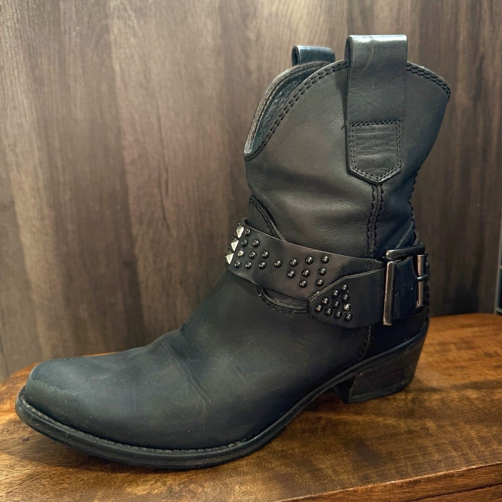 Alberto Fermani Womens Black Leather Short Boots EU 36 US 6 Italy